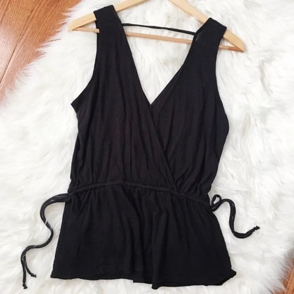 ANTHROPOLOGIE PURE & GOOD Black V-Neck Peplum Sleeveless Tank Sz XS‎ - Picture 4 of 6